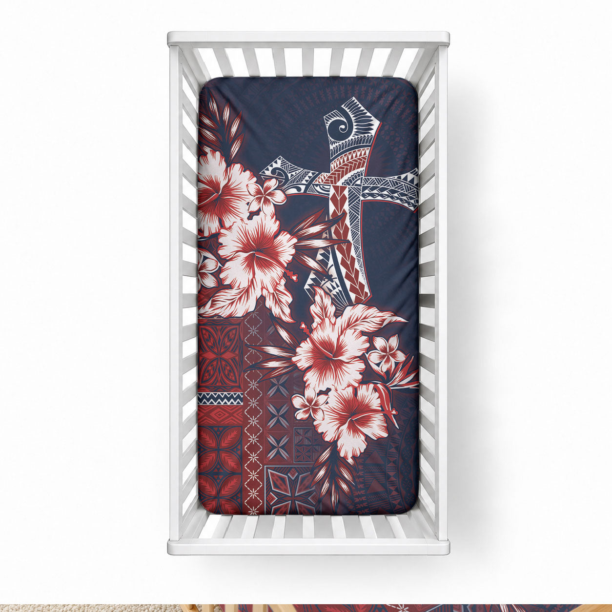 Samoa AIGA Mamanu Siapo Malu Motifs Baby Bed Cover Flag Color LT7 28 × 52 in Navy Blue - Polynesian Pride