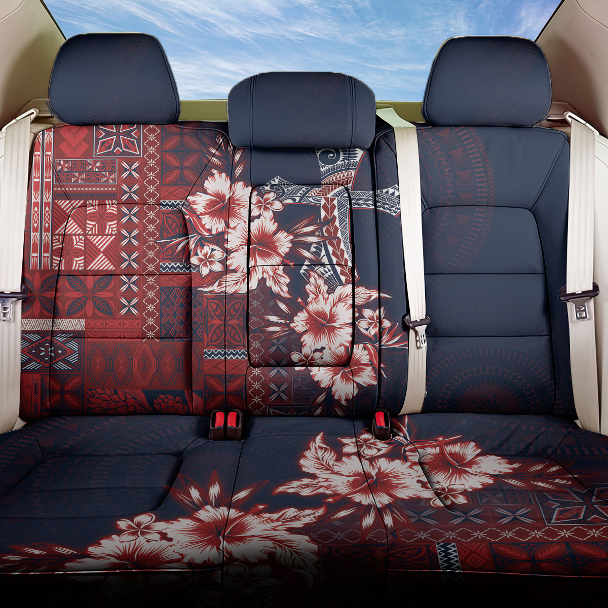 Samoa AIGA Mamanu Siapo Malu Motifs Back Car Seat Cover Flag Color