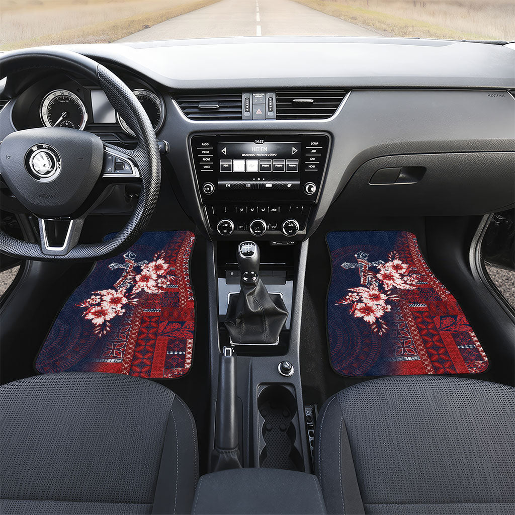 Samoa AIGA Mamanu Siapo Malu Motifs Car Mats Flag Color LT7 Set 2pcs - Front Navy Blue - Polynesian Pride