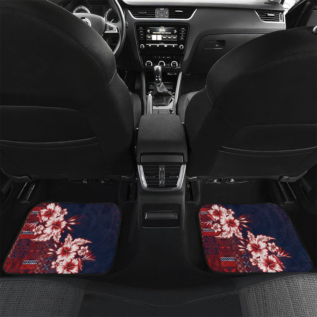 Samoa AIGA Mamanu Siapo Malu Motifs Car Mats Flag Color LT7 Set 2pcs - Back Navy Blue - Polynesian Pride
