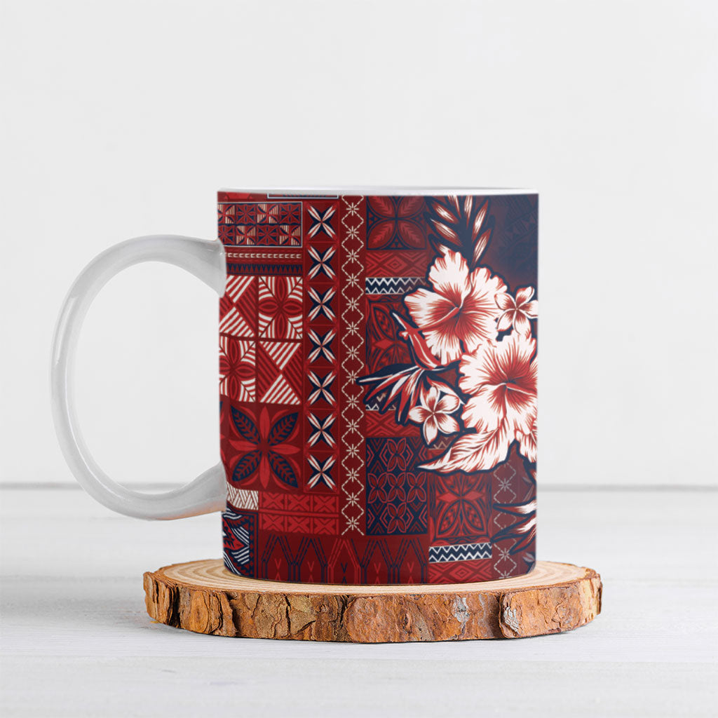 Samoa AIGA Mamanu Siapo Malu Motifs Ceramic Mug Flag Color LT7 Navy Blue - Polynesian Pride