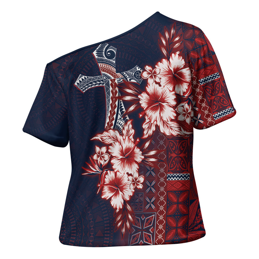 Samoa AIGA Mamanu Siapo Malu Motifs Cross Shoulder Shirt Flag Color LT7 - Polynesian Pride