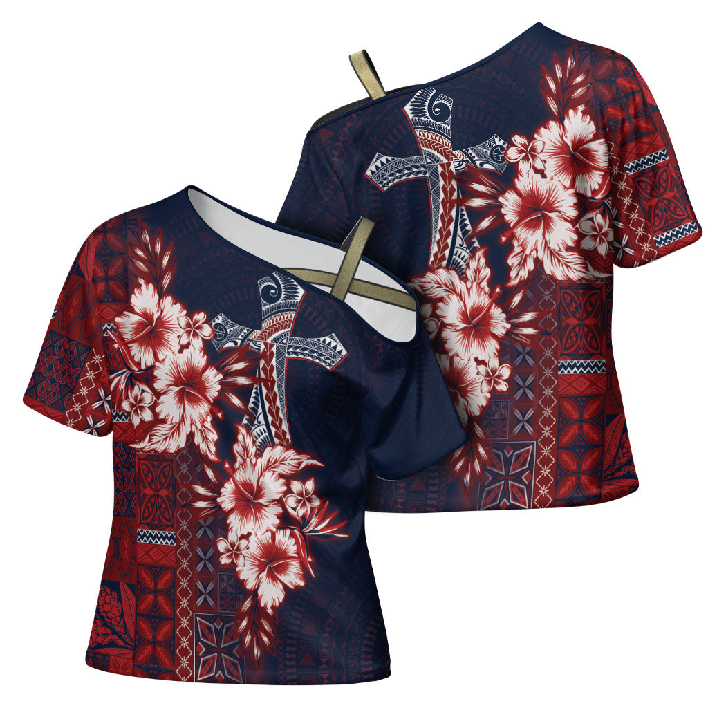 Samoa AIGA Mamanu Siapo Malu Motifs Cross Shoulder Shirt Flag Color LT7 - Polynesian Pride