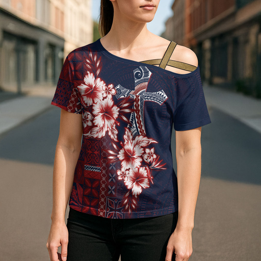 Samoa AIGA Mamanu Siapo Malu Motifs Cross Shoulder Shirt Flag Color LT7 - Polynesian Pride