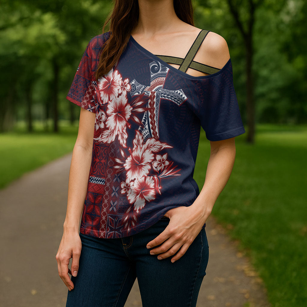 Samoa AIGA Mamanu Siapo Malu Motifs Cross Shoulder Shirt Flag Color LT7 - Polynesian Pride