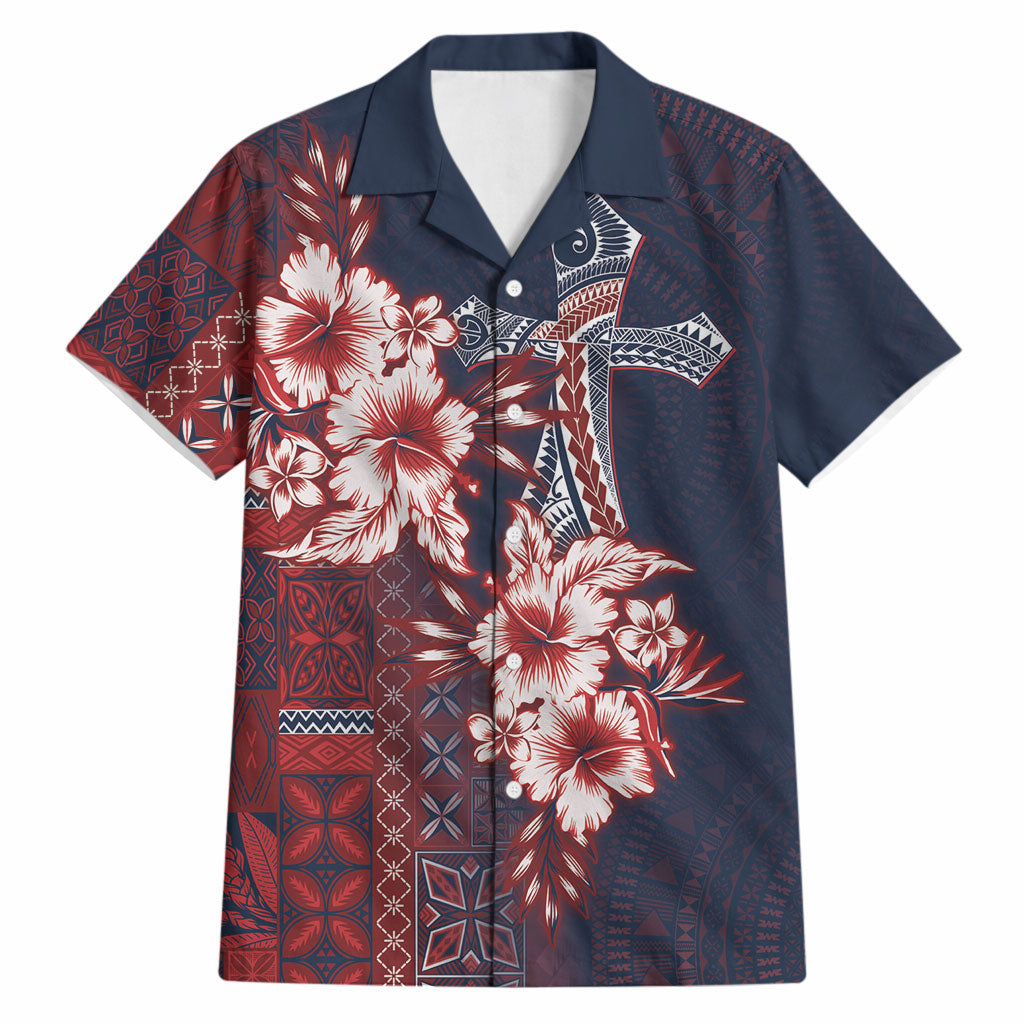 Samoa AIGA Mamanu Siapo Malu Motifs Hawaiian Shirt Flag Color LT7 Navy Blue - Polynesian Pride
