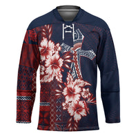 Samoa AIGA Mamanu Siapo Malu Motifs Hockey Jersey Flag Color LT7 Unisex Navy Blue - Polynesian Pride