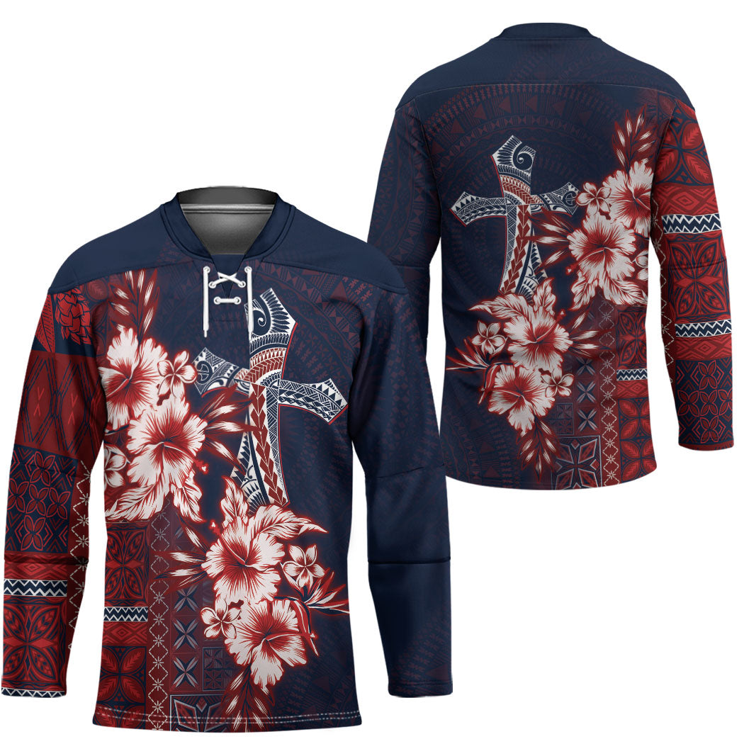 Samoa AIGA Mamanu Siapo Malu Motifs Hockey Jersey Flag Color LT7 - Polynesian Pride