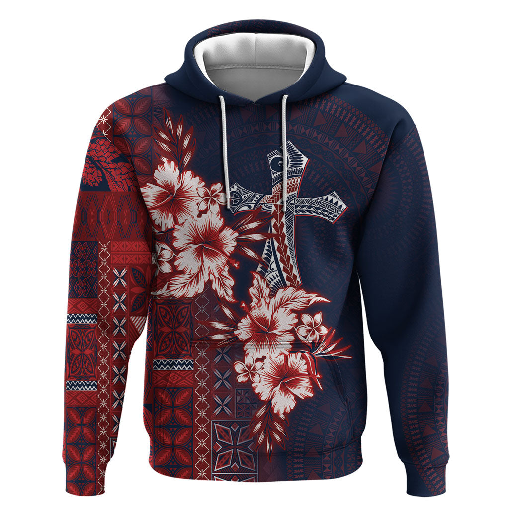 Samoa AIGA Mamanu Siapo Malu Motifs Hoodie Flag Color LT7 Pullover Hoodie Navy Blue - Polynesian Pride