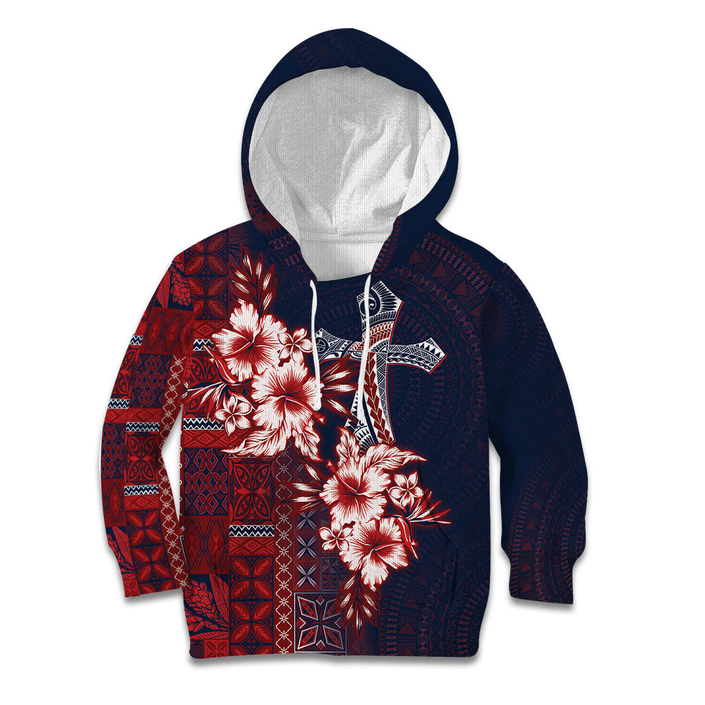 Samoa AIGA Mamanu Siapo Malu Motifs Kid Hoodie Flag Color LT7 Hoodie Navy Blue - Polynesian Pride