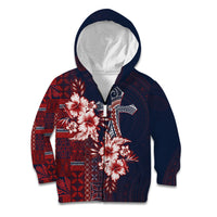 Samoa AIGA Mamanu Siapo Malu Motifs Kid Hoodie Flag Color LT7 Zip Hoodie Navy Blue - Polynesian Pride