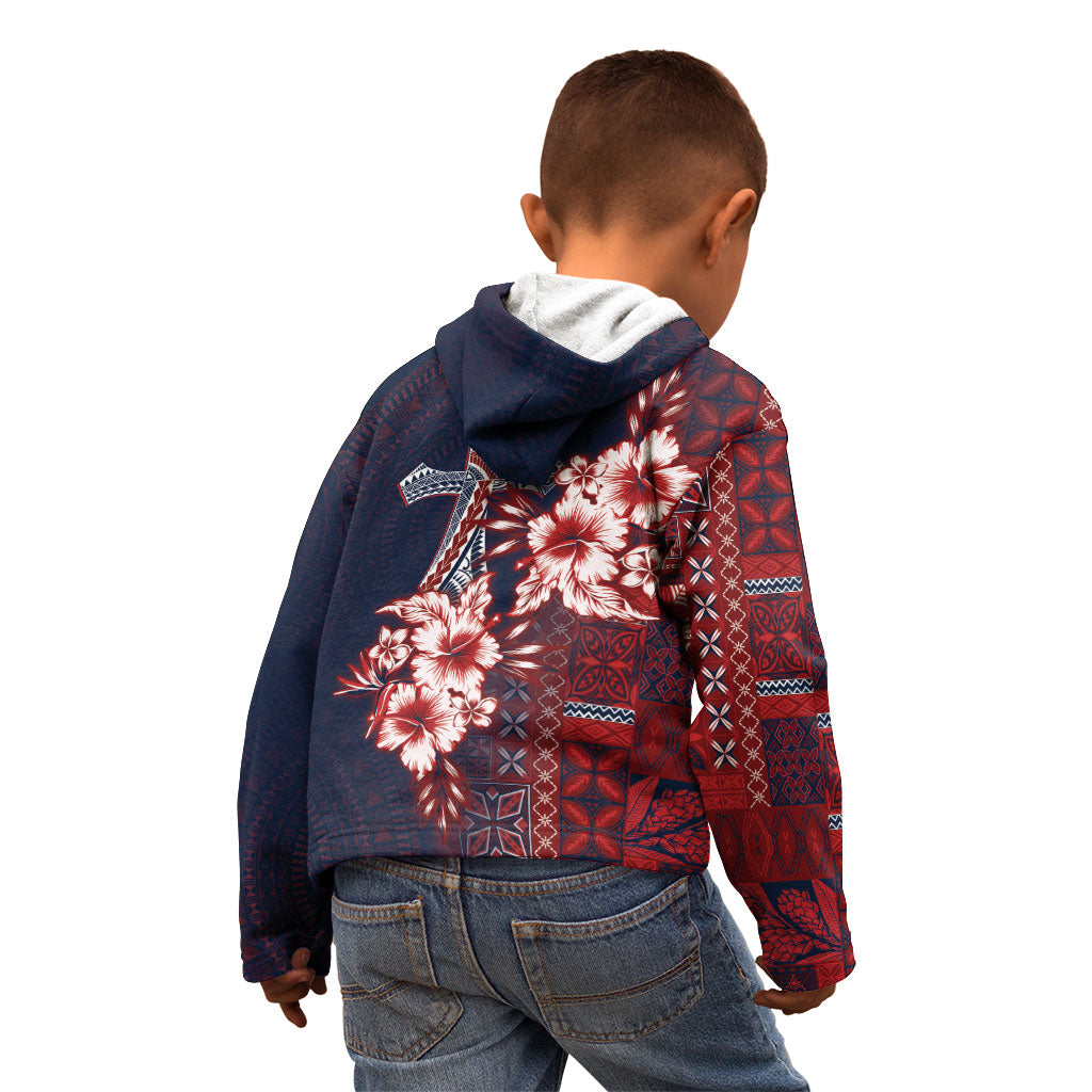 Samoa AIGA Mamanu Siapo Malu Motifs Kid Hoodie Flag Color LT7 - Polynesian Pride