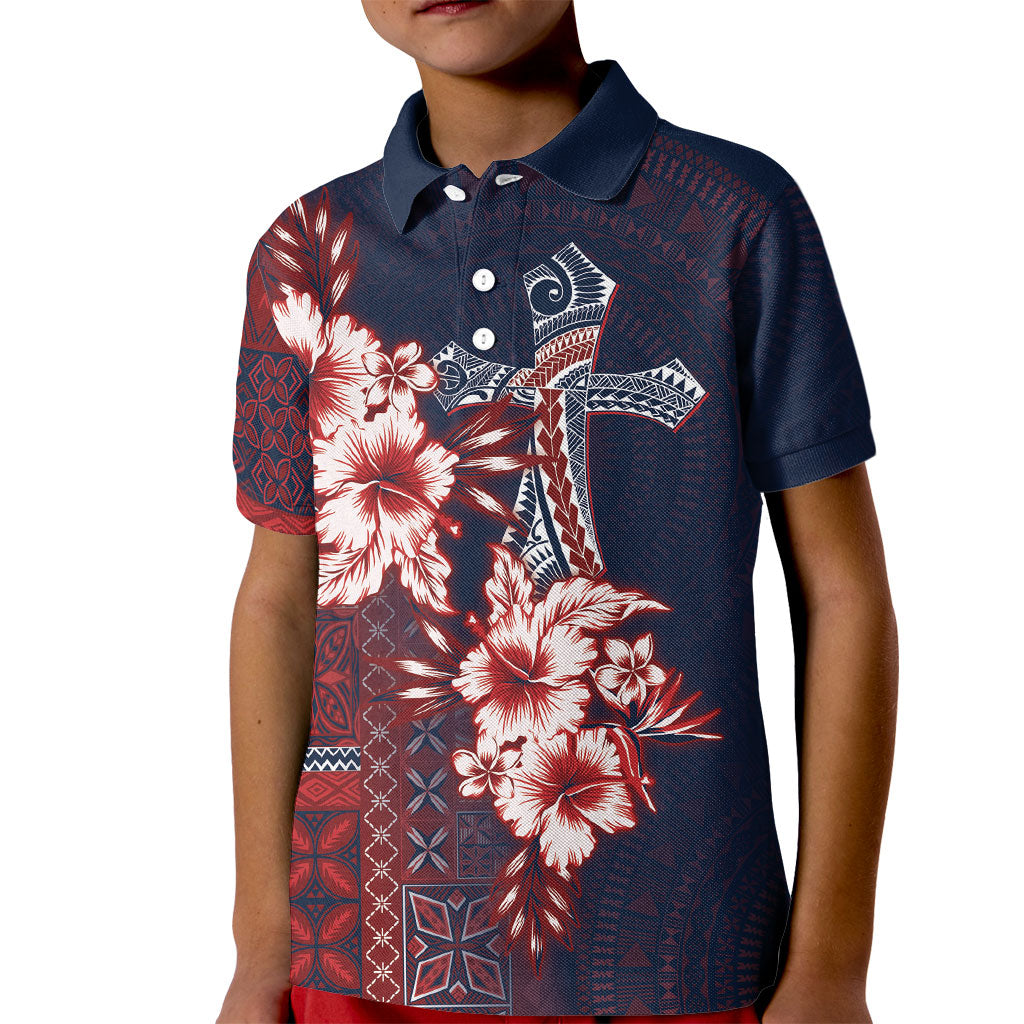 Samoa AIGA Mamanu Siapo Malu Motifs Kid Polo Shirt Flag Color LT7 Kid Navy Blue - Polynesian Pride