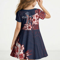 Samoa AIGA Mamanu Siapo Malu Motifs Kid Short Sleeve Dress Flag Color LT7 - Polynesian Pride