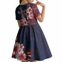 Samoa AIGA Mamanu Siapo Malu Motifs Kid Short Sleeve Dress Flag Color LT7 - Polynesian Pride