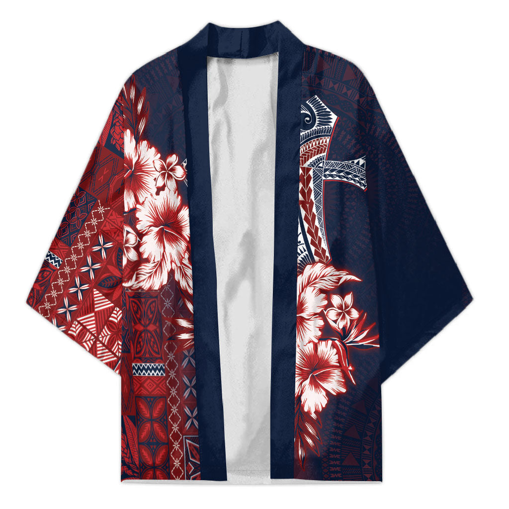 Samoa AIGA Mamanu Siapo Malu Motifs Kimono Flag Color LT7 Unisex Navy Blue - Polynesian Pride