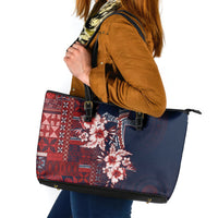 Samoa AIGA Mamanu Siapo Malu Motifs Leather Tote Bag Flag Color LT7 Navy Blue - Polynesian Pride