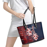 Samoa AIGA Mamanu Siapo Malu Motifs Leather Tote Bag Flag Color LT7 - Polynesian Pride