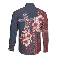 Samoa AIGA Mamanu Siapo Malu Motifs Long Sleeve Button Shirt Flag Color LT7 - Polynesian Pride