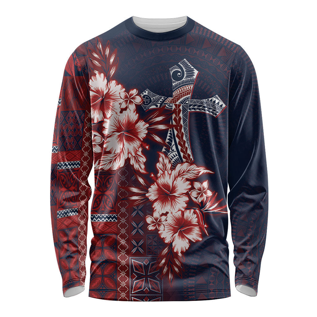 Samoa AIGA Mamanu Siapo Malu Motifs Long Sleeve Shirt Flag Color
