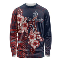 Samoa AIGA Mamanu Siapo Malu Motifs Long Sleeve Shirt Flag Color LT7 Unisex Navy Blue - Polynesian Pride