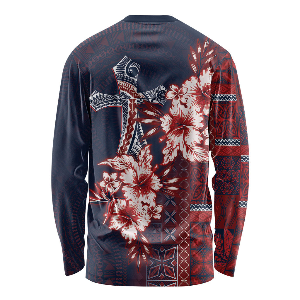 Samoa AIGA Mamanu Siapo Malu Motifs Long Sleeve Shirt Flag Color LT7 - Polynesian Pride