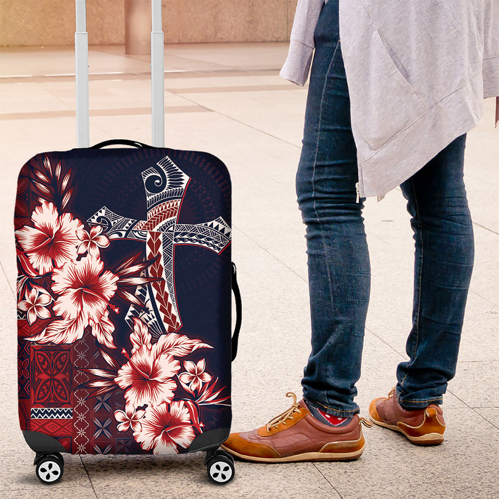 Samoa AIGA Mamanu Siapo Malu Motifs Luggage Cover Flag Color LT7 Navy Blue - Polynesian Pride
