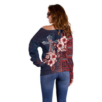 Samoa AIGA Mamanu Siapo Malu Motifs Off Shoulder Sweater Flag Color LT7 - Polynesian Pride