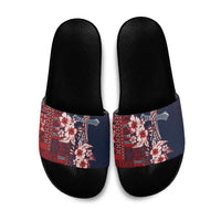 Samoa AIGA Mamanu Siapo Malu Motifs Slide Sandals Flag Color LT7 Navy Blue - Polynesian Pride