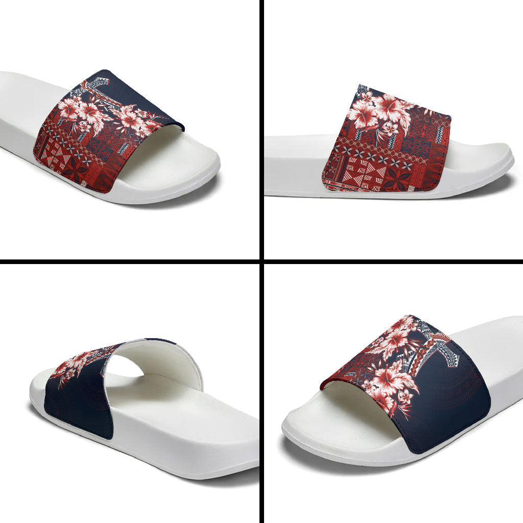 Samoa AIGA Mamanu Siapo Malu Motifs Slide Sandals Flag Color LT7 - Polynesian Pride