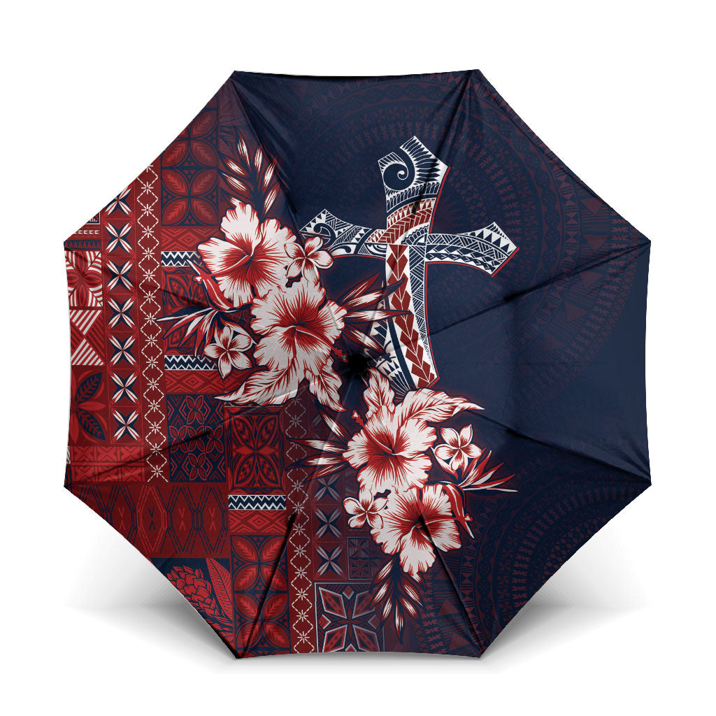 Samoa AIGA Mamanu Siapo Malu Motifs Umbrella Flag Color LT7 One Size Folded 11.42 inch Opened Diameter 37.4 inch Navy Blue - Polynesian Pride