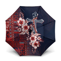 Samoa AIGA Mamanu Siapo Malu Motifs Umbrella Flag Color LT7 One Size Folded 11.42 inch Opened Diameter 37.4 inch Navy Blue - Polynesian Pride