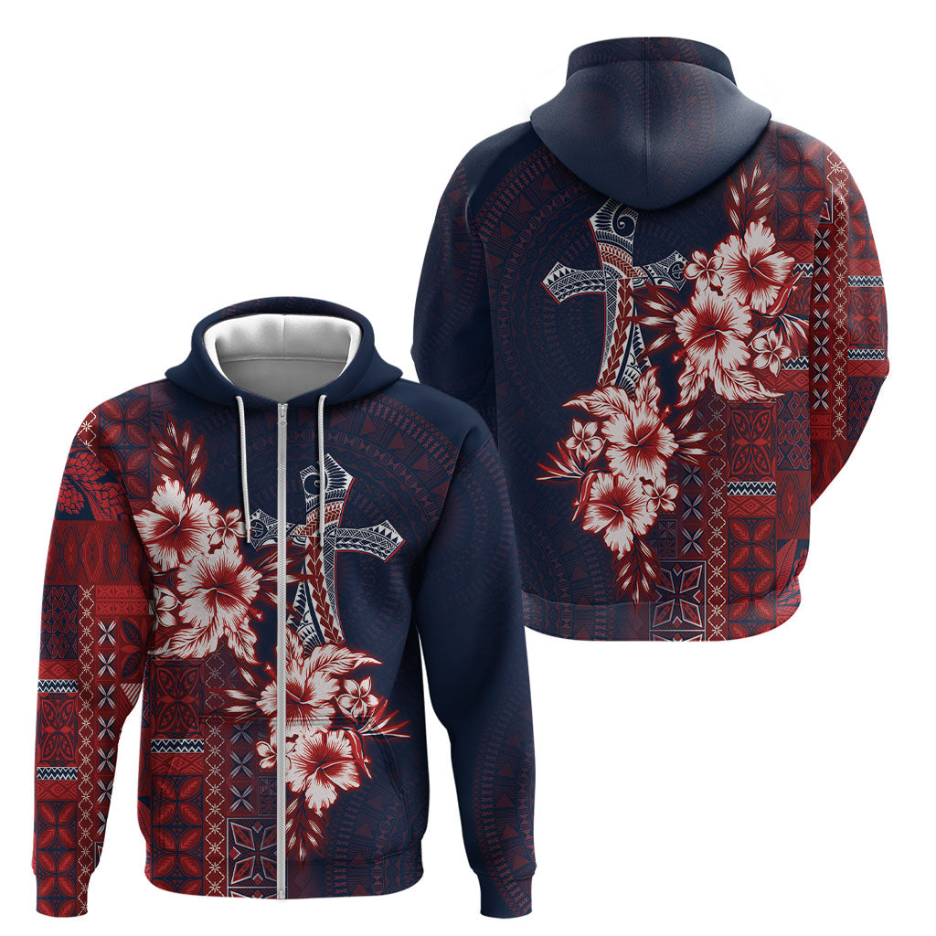 Samoa AIGA Mamanu Siapo Malu Motifs Zip Hoodie Flag Color LT7 - Polynesian Pride