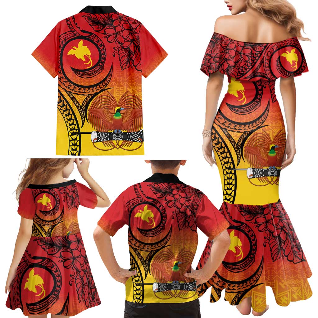 Papua New Guinea 50 Years Family Matching Mermaid Dress and Hawaiian Shirt Motuan Motifs LT7 - Polynesian Pride