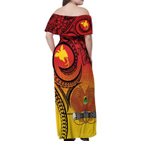 Papua New Guinea 50 Years Family Matching Off Shoulder Maxi Dress and Hawaiian Shirt Motuan Motifs LT7 - Polynesian Pride