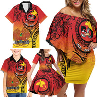 Papua New Guinea 50 Years Family Matching Off Shoulder Short Dress and Hawaiian Shirt Motuan Motifs LT7 - Polynesian Pride