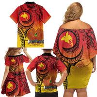 Papua New Guinea 50 Years Family Matching Off Shoulder Short Dress and Hawaiian Shirt Motuan Motifs LT7 - Polynesian Pride