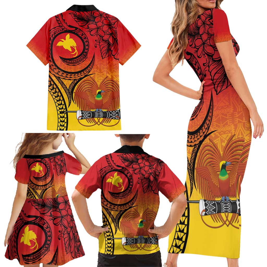Papua New Guinea 50 Years Family Matching Short Sleeve Bodycon Dress and Hawaiian Shirt Motuan Motifs LT7 - Polynesian Pride