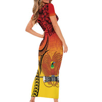 Papua New Guinea 50 Years Family Matching Short Sleeve Bodycon Dress and Hawaiian Shirt Motuan Motifs LT7 - Polynesian Pride