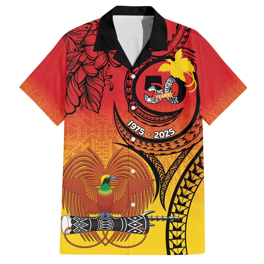 Papua New Guinea 50 Years Family Matching Summer Maxi Dress and Hawaiian Shirt Motuan Motifs LT7 Dad's Shirt - Short Sleeve Colorful - Polynesian Pride