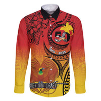 Papua New Guinea 50 Years Family Matching Summer Maxi Dress and Hawaiian Shirt Motuan Motifs LT7 Dad's Shirt - Long Sleeve Colorful - Polynesian Pride
