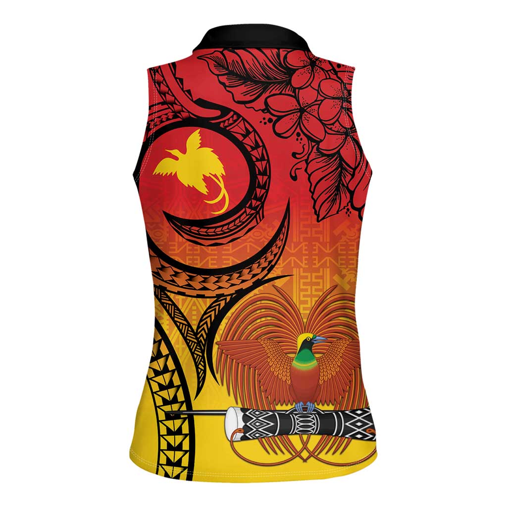 Papua New Guinea 50 Years Women Sleeveless Polo Shirt Motuan Motifs