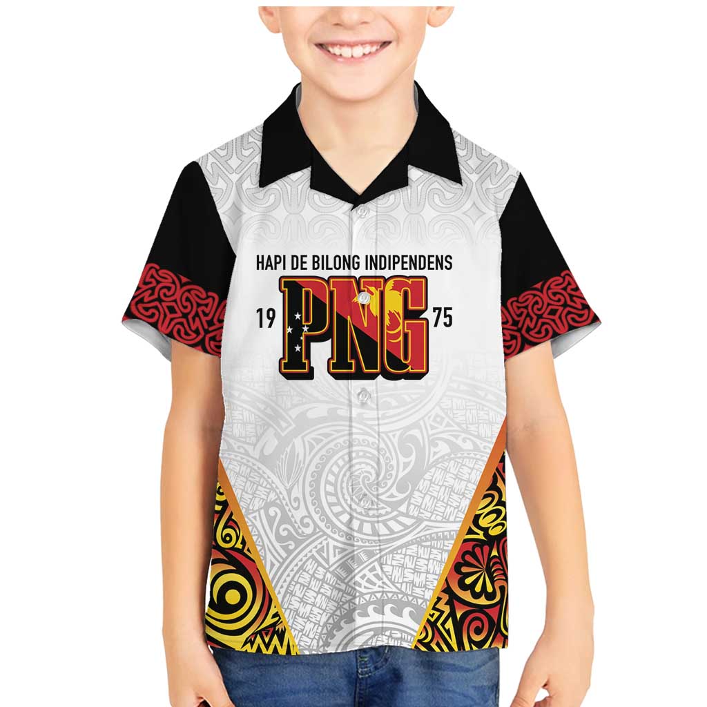Personalized Papua New Guinea Family Matching Mermaid Dress and Hawaiian Shirt Hapi De bilong Indipendens PNG LT7 Son's Shirt White - Polynesian Pride