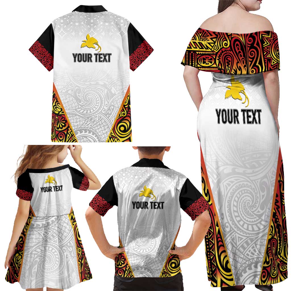 Personalized Papua New Guinea Family Matching Off Shoulder Maxi Dress and Hawaiian Shirt Hapi De bilong Indipendens PNG LT7 - Polynesian Pride