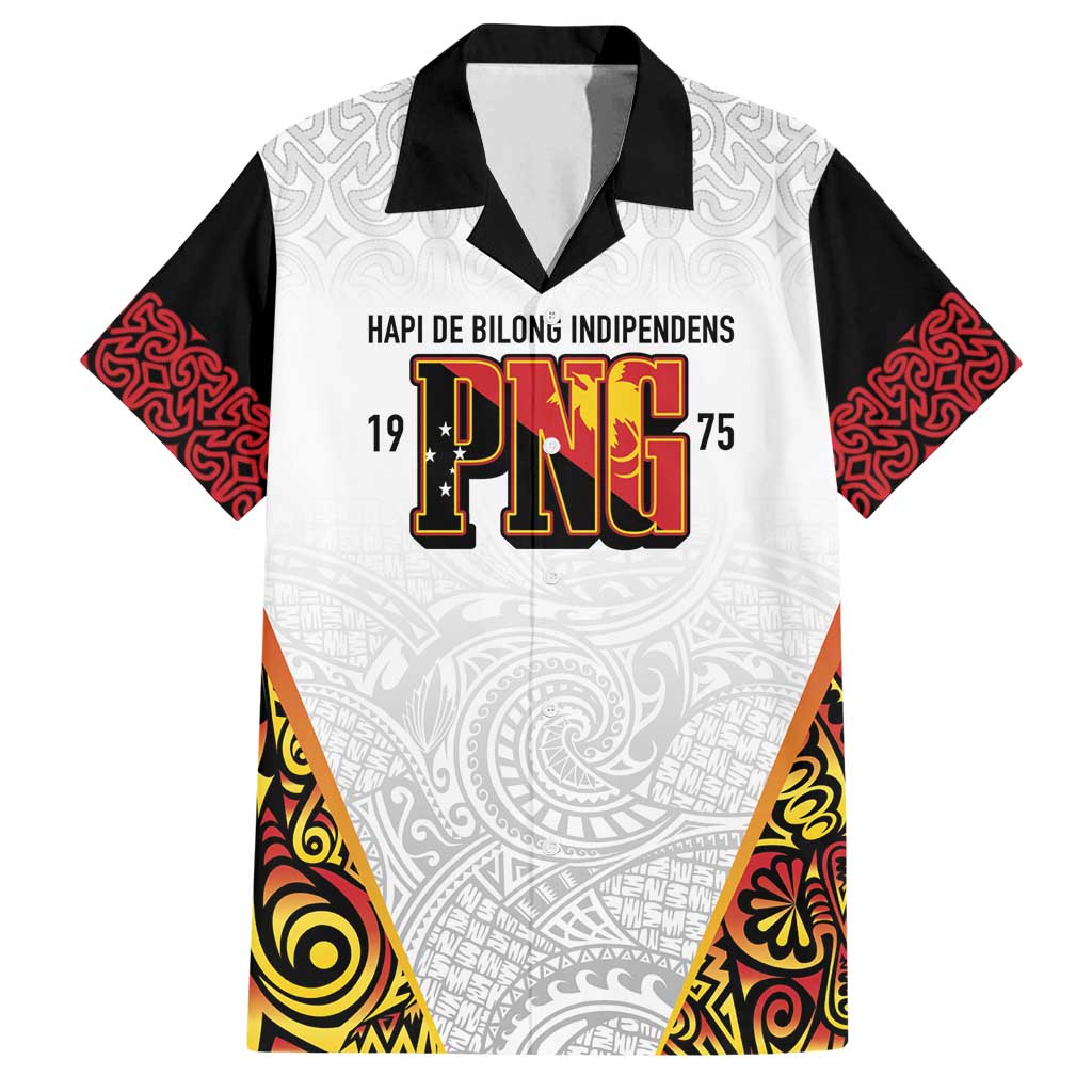 Personalized Papua New Guinea Family Matching Summer Maxi Dress and Hawaiian Shirt Hapi De bilong Indipendens PNG LT7 Dad's Shirt - Short Sleeve White - Polynesian Pride