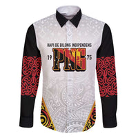 Personalized Papua New Guinea Family Matching Tank Maxi Dress and Hawaiian Shirt Hapi De bilong Indipendens PNG LT7 Dad's Shirt - Long Sleeve White - Polynesian Pride