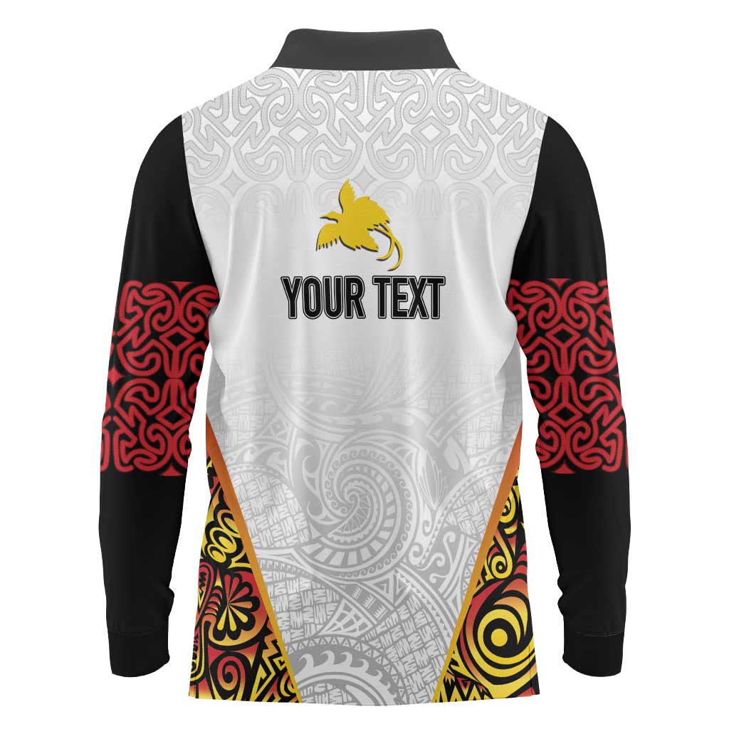 Personalized Papua New Guinea Long Sleeve Polo Shirt Hapi De bilong Indipendens PNG