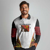 Personalized Papua New Guinea Long Sleeve Polo Shirt Hapi De bilong Indipendens PNG