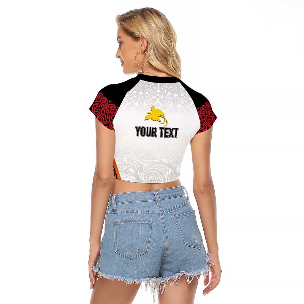 Personalized Papua New Guinea Raglan Cropped T Shirt Hapi De bilong Indipendens PNG