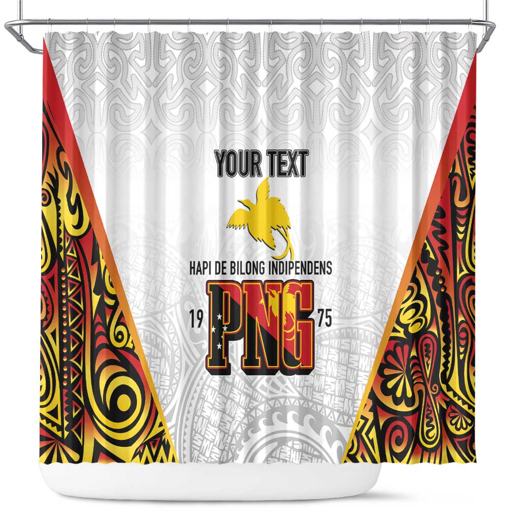 Personalized Papua New Guinea Shower Curtain Hapi De bilong Indipendens PNG LT7 White - Polynesian Pride